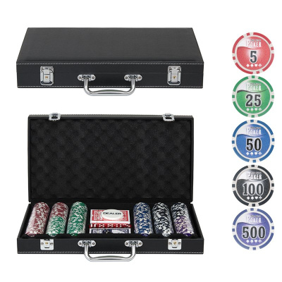картинка Набор для покера Leather Black на 300 фишек от магазина Gamesdealer.ru