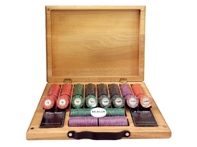 Набор для покера Luxury Ceramic на 500 фишек в кейсе из бука, Partida