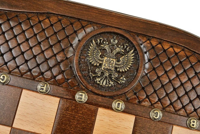 картинка Шахматы + нарды резные "Герб РФ" 50, Haleyan от магазина Gamesdealer.ru