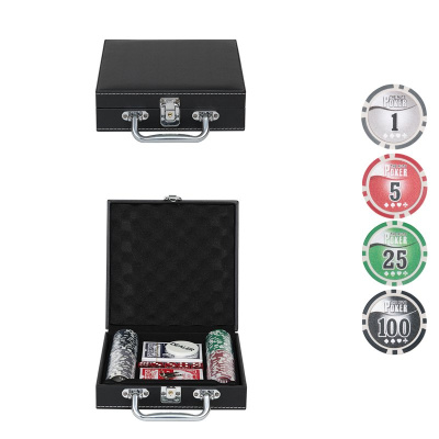 картинка Набор для покера Leather Black на 100 фишек от магазина Gamesdealer.ru