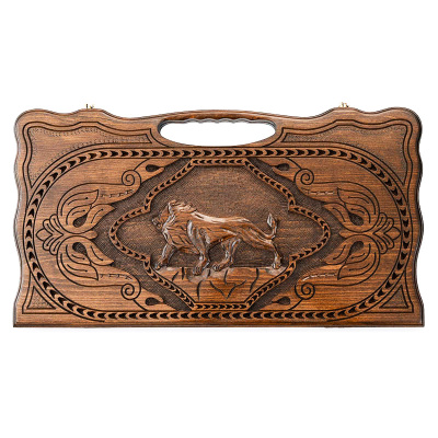 картинка Нарды резные "Лев 3" с ручкой 60, Haleyan от магазина Gamesdealer.ru