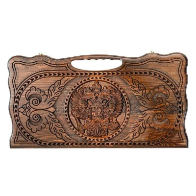 картинка Нарды резные "Герб РФ 2" с ручкой 60, Haleyan от магазина Gamesdealer.ru