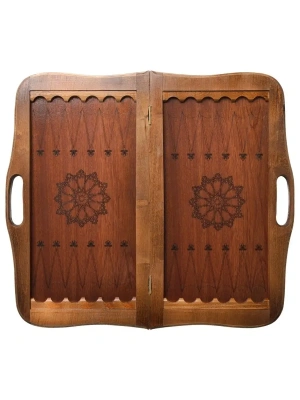 картинка Нарды кожаные "Тайпан" средние с ручкой (Россия, дерево, 50х25х5 см) от магазина Gamesdealer.ru