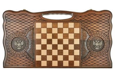 картинка Нарды резные "Герб РФ 3" с бронзой 60, Haleyan от магазина Gamesdealer.ru