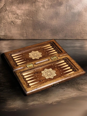 картинка Нарды резные "Золотой Узор 1" 30, Mirzoyan от магазина Gamesdealer.ru