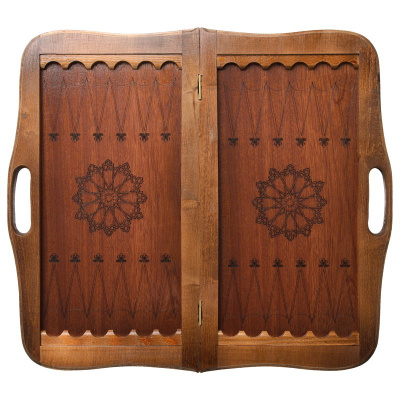 картинка Нарды кожаные "Бронза" средние с ручкой (Россия, дерево, 50х25х5 см) от магазина Gamesdealer.ru