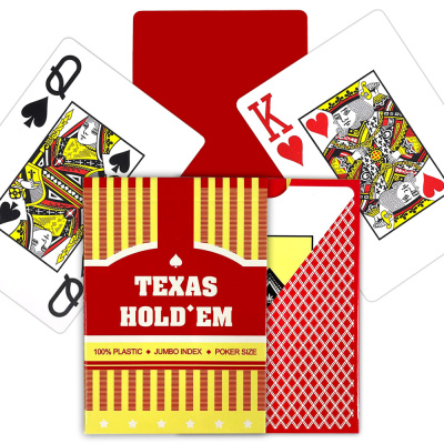 картинка Карты для покера "Texas Holdem" 100% пластик, красная рубашка от магазина Gamesdealer.ru
