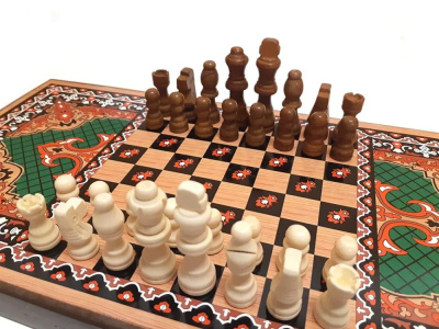 картинка Шахматы + Нарды + Шашки "Сирия Зеленые" большие от магазина Gamesdealer.ru