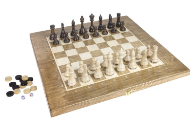 Шахматы + Шашки + Нарды 3 в 1 "Сенатор 2", 50 см, ясень, Partida