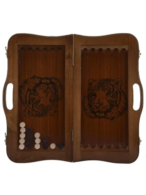 картинка Нарды кожаные "Питон" малые (Россия, дерево, 40х20х5 см) от магазина Gamesdealer.ru