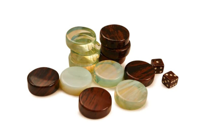 Набор фишек для нард из обсидиана, Haleyan