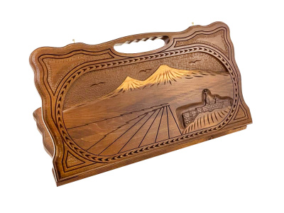 Нарды резные "Арарат и Хор Вирап" с ручкой 50, Haleyan