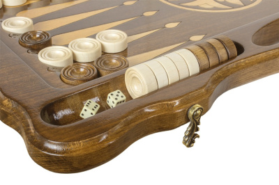 картинка Нарды резные "Битва львов" с ручкой 60, Haleyan от магазина Gamesdealer.ru