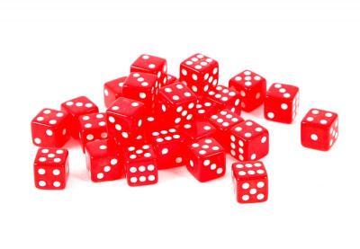 Кости игральные пластиковые, 12 мм, 1шт, цвет красный