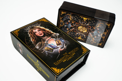 Карты Таро The Elemental Wisdom Tarot 12cm, Taroteca  / Таро Мудрость Стихий, черный срез  UV
