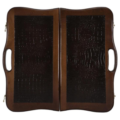 Нарды кожаные "Аллигатор" малые с ручкой (Россия, дерево, 40х20х5 см)