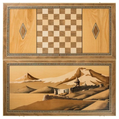 картинка Нарды "Церковь у Арарата" инкрустация, AZ008, Zeynalyan от магазина Gamesdealer.ru