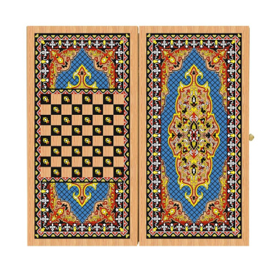 картинка Нарды + Шашки Аравия Голубые средние (Россия, дерево, 50 см), Partida от магазина Gamesdealer.ru