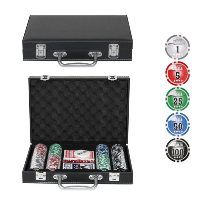 картинка Набор для покера Leather Black на 200 фишек от магазина Gamesdealer.ru