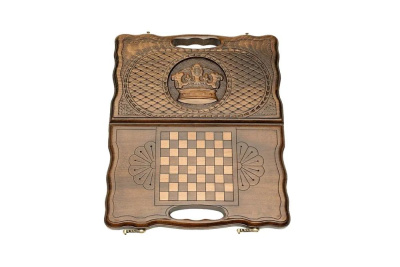 картинка Нарды резные "Корона" с ручкой 30, Haleyan от магазина Gamesdealer.ru