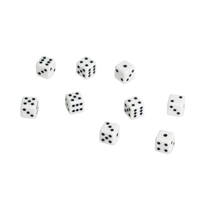 картинка Кости пластиковые, 12мм, 1 шт, цвет белый (черные точки) от магазина Gamesdealer.ru