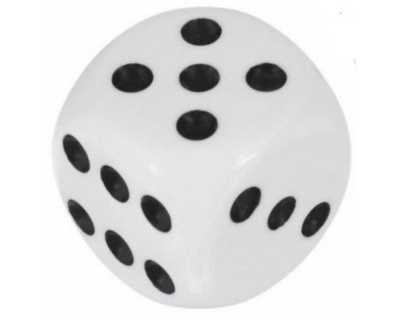 картинка Кости пластиковые, 12мм, 1 шт, цвет белый (черные точки) от магазина Gamesdealer.ru
