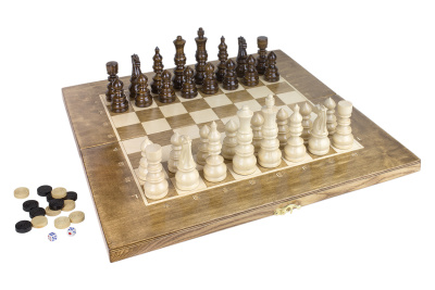 Шахматы + Шашки + Нарды 3 в 1 "Сенатор 5", 50 см, ясень, Partida