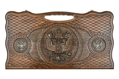 Нарды резные "Герб РФ 3" с бронзой 60, Haleyan