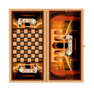 картинка Нарды + Шашки Аравия Шейхи средние (Россия, дерево, 50 см), Partida от магазина Gamesdealer.ru