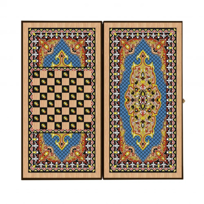 картинка Нарды + Шашки Сирия Голубые малые (Россия, дерево, 40 см), Partida от магазина Gamesdealer.ru