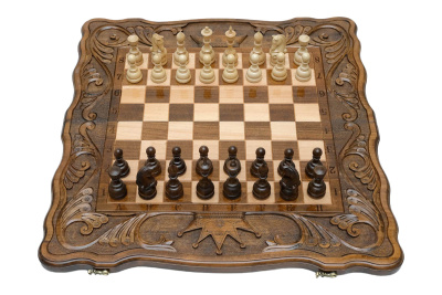 Шахматы + нарды резные "Корона" 60, Haleyan