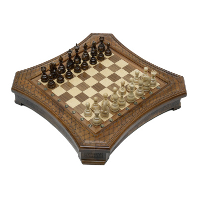 Шахматы резные восьмиугольные в ларце 50, Haleyan