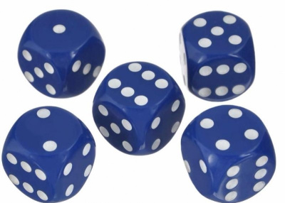 картинка Кости игральные пластиковые, 20мм, 1 шт, цвет синий от магазина Gamesdealer.ru