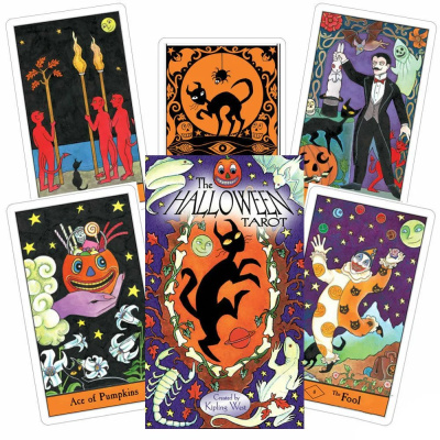 картинка Карты Таро "Halloween Tarot In a Tin" US Games / Таро Хэллоуина Мини от магазина Gamesdealer.ru