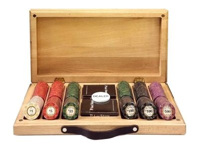 Набор для покера Luxury Ceramic на 300 фишек в кейсе из бука, Partida