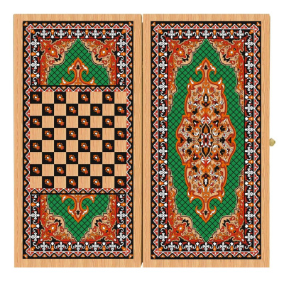 картинка Нарды + Шашки Аравия Зеленые большие (Россия, дерево, 60 см), Partida от магазина Gamesdealer.ru