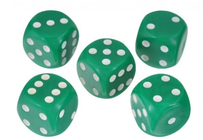 картинка Кости игральные пластиковые, 20мм, 1 шт, цвет зеленый от магазина Gamesdealer.ru