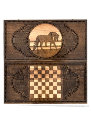 картинка Нарды резные "Лошадь 2" 60, Zakaryan от магазина Gamesdealer.ru