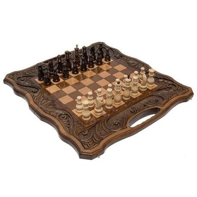 Шахматы + нарды резные "Афинские" 50 с ручкой, Haleyan