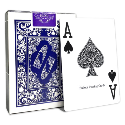 Карты "Bullets" 100% пластик, синяя рубашка
