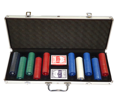 Набор для покера Simple на 500 фишек в серебристом кейсе