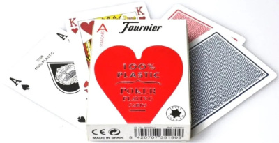 картинка Карты "Fournier no. 2800 jumbo index red" 100% пластик от магазина Gamesdealer.ru