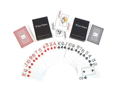 картинка Карты для покера Poker Stars, пластик, красные и синие (комплект из 2-х колод) от магазина Gamesdealer.ru