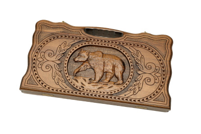 картинка Нарды резные "Медведь" с ручкой 50, Haleyan от магазина Gamesdealer.ru