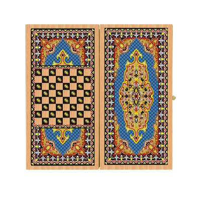 картинка Нарды + Шашки Аравия Голубые малые (Россия, дерево, 40 см), Partida от магазина Gamesdealer.ru