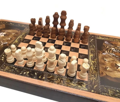 картинка Шахматы + нарды + шашки "Сирия Львы" малые от магазина Gamesdealer.ru