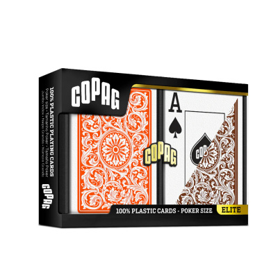 Карты "1546 Plastic Poker Size Jumbo Index orange/brown Double-Deck Set"