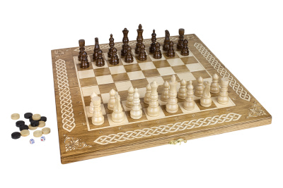 Шахматы + Шашки + Нарды 3 в 1 "Амбассадор 3", 50 см, ясень, Partida