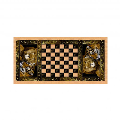 картинка Нарды + Шашки Аравия Львы большие (Россия, дерево, 60 см), Partida от магазина Gamesdealer.ru