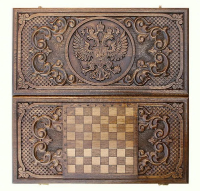 картинка Нарды резные "Герб РФ 2", Mkhitaryan от магазина Gamesdealer.ru